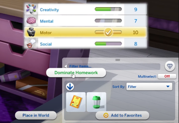 how to start homework on sims 4