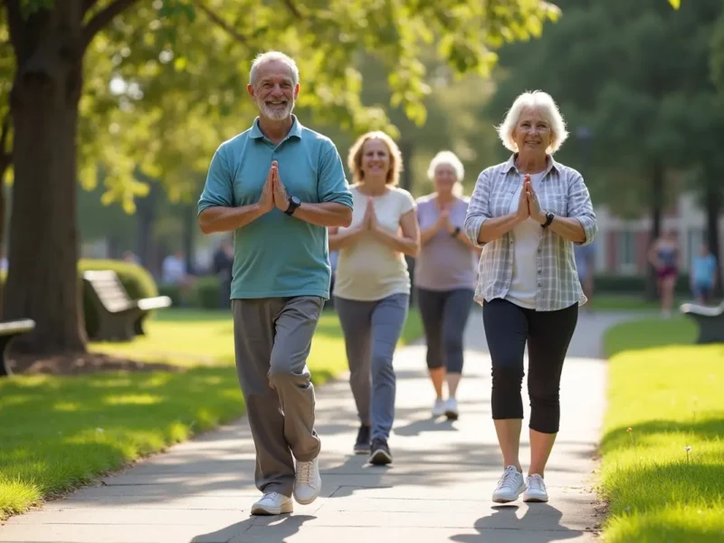active retirees exercising together in community setting