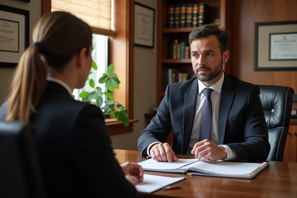 personal injury lawyer explaining legal rights to client