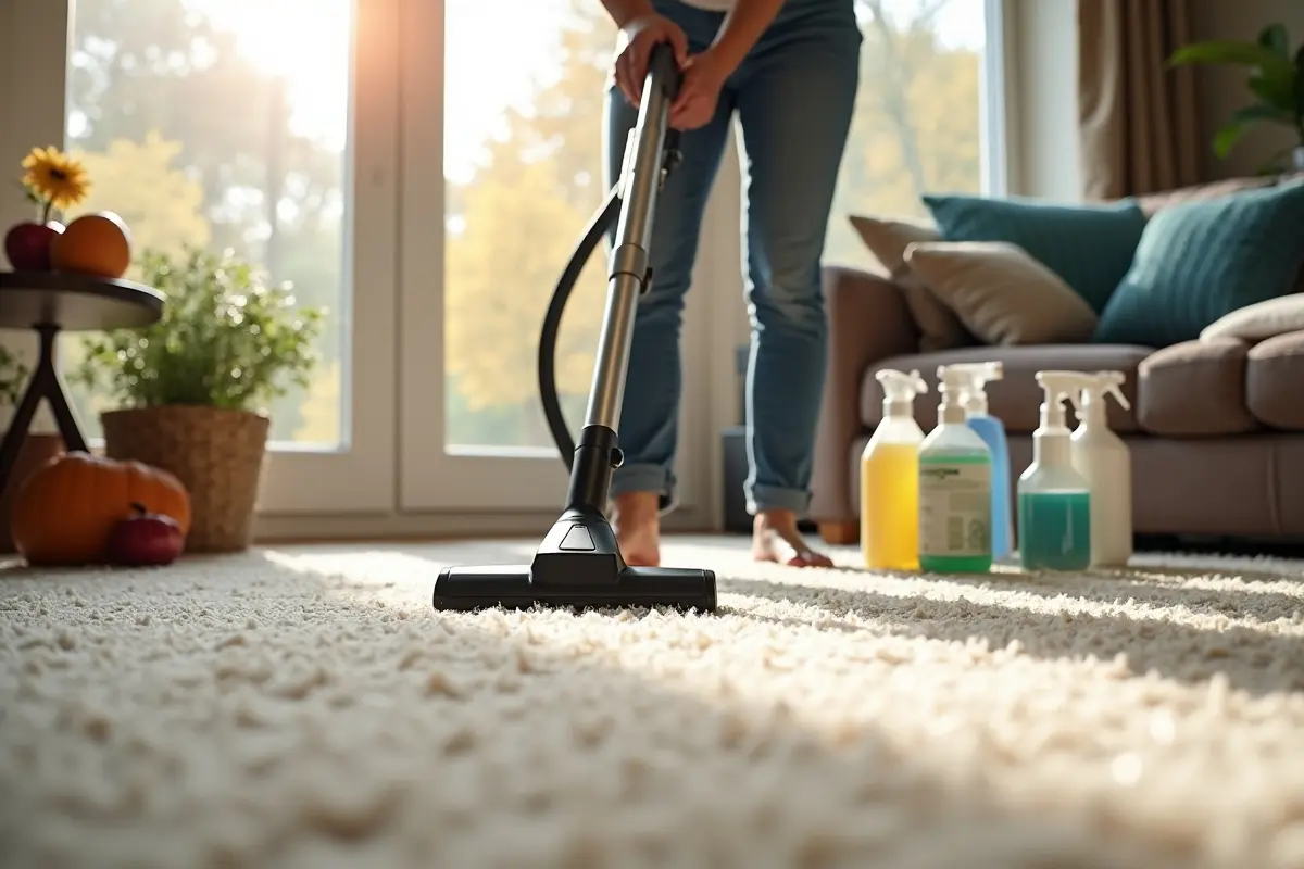 homeowner maintaining carpets fresh and clean throughout the entire year