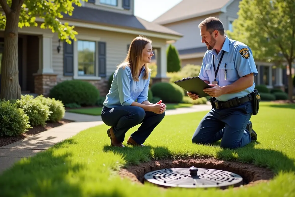 homeowner scheduling septic system inspection with certified professionals