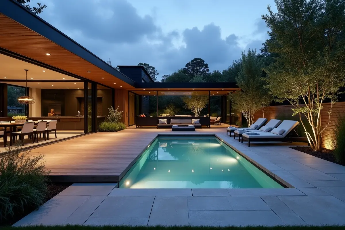 modern backyard pool design enhancing outdoor living and entertainment space