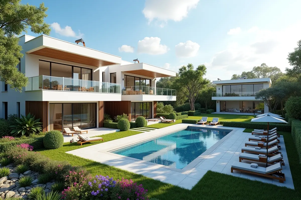 modern residential community featuring luxury amenities and landscaped surroundings